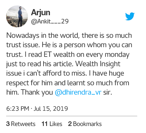 @ankit__29 twitter post about value research