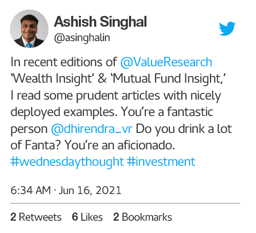 twitter @asinghalin post about value research