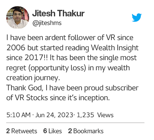 jitesh tweet about value research